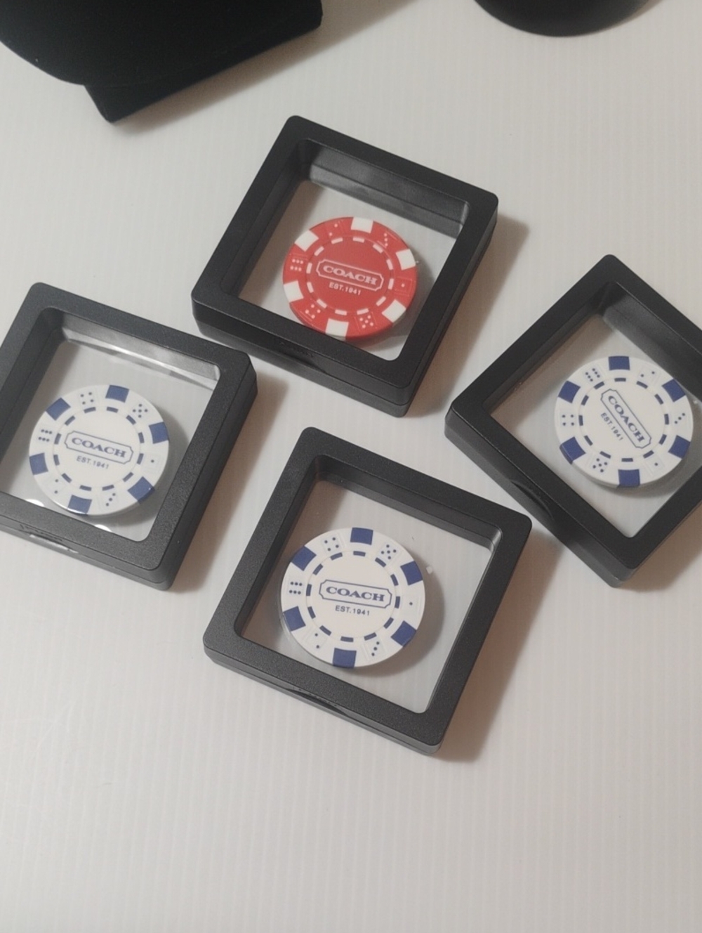 4 Coach Poker Chips In Protective Case